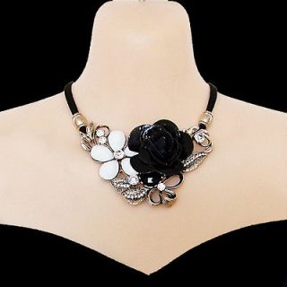   antique style jewellery art deco rhinestone bib choker necklace flower