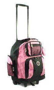 18 PINK Travel Deluxe Rolling Backpack Laptop School Travel Book Bag