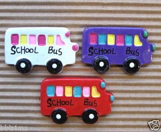 US SELLER   12 x (1 3/8) 3 Color Resin School Bus Flatback Beads 