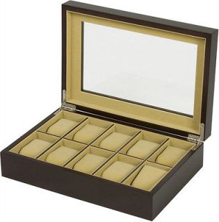 New Wooden 10 pc. Watch Box Display Storage Collectors Organizer Case 