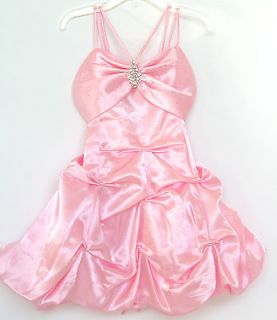   Satin Pink Puckered Party Pageant Dress Rhinestones 2,4,6,8,10,12,14