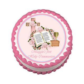 FIRST COMMUNION BAPTISM Round Edible Party Cake Image Topper 