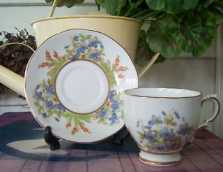   Heather & Violets English Bone China Tea Cup & Saucer Replacement