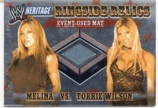 MELINA VS. TORRIE WILSON EVENT USED MAT WWE WRESTLING CARD