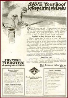 SAVE THE ROOF IN 1918 TRUSCON FIBROTEX ROOFING TAR AD