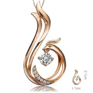    Phoenix Pendant Round Cut Diamond 9 18K Rose/White Gold 4 Necklace