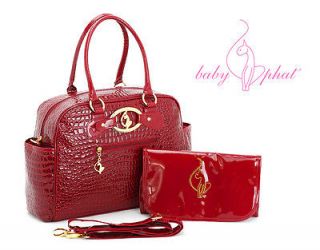 New Baby Phat Faux Leather Diaper Bag Tote Change Pad Rhinestone 