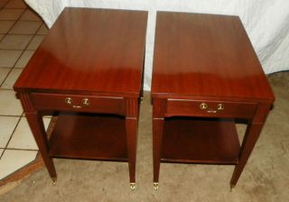 Pair of Mersman Mahogany Formica Top End Tables Side Tables (T367)