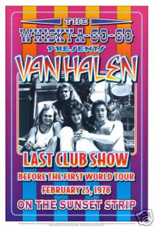 David Lee Roth & Van Halen at the Whisky A Go Go Concert Poster Circa 