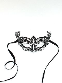 Luxury Crystal Petite Onda Metal Black Filigree Venetian Masquerade 
