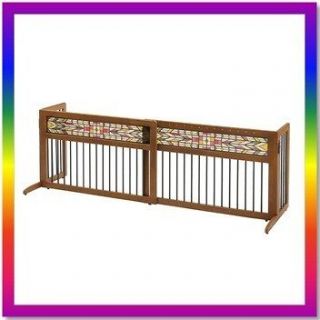 RICHELL FREESTANDING EXPANDABLE WOODEN PET DOG GATE FENCE MISSION 