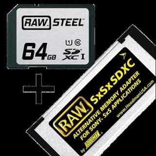 Hoodman RAW STEEL 64GB SXS Memory for Sony PMWEX1 PMWEX1R PMWEX3 