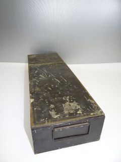   Used Old Metal Painted Safety Deposit Box Index Bank Drawer Storage NR