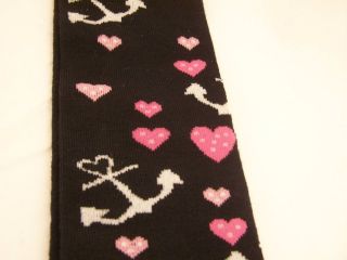 Black hearts anchors thigh highs under tall boot over the knee long 