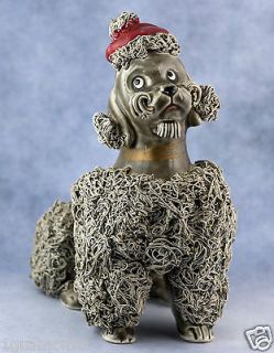 Vintage Ceramic Gray Spaghetti Poodle Dog With Hat Made In Japan
