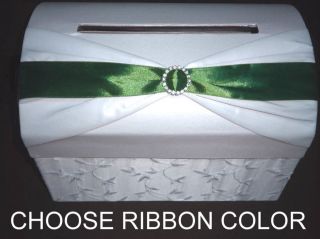 WHITE Satin Custom Ribbon Color Wedding Gift Card Box Wishing Well Box 