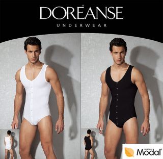 DOREANSE Deep V Neck Mens Bodysuit Leotard Undershirt S M L XL XXL 