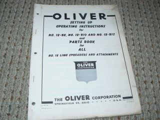 Oliver White Tractor No.18 Lime Spreader Operators Manual