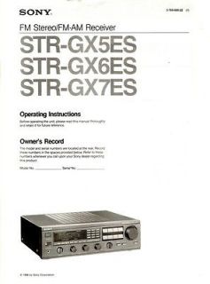 Original Sony STR GX5ES/6ES/​7ES Receiver Owners Manual.