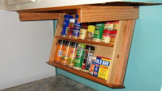 Spice rack drawer 18wide mounts under cabinet for space saving 