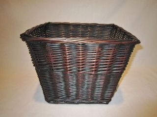   Mahogany Brown Wood Wicker Basket 12x10x 9 Storage Floral Accent