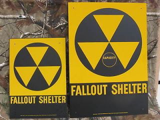 Vintage DOD Fallout Shelter Metal Signs10x14 & 14x20 New Old Stock