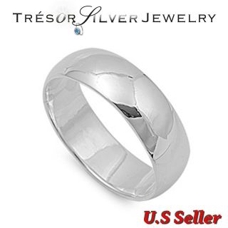 mens sterling silver 7mm plain dome wedding band ring size 6 7 8 9 10 