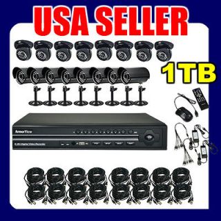   Complete Indoor & Outdoor CCTV Security Camera DVR System + 1TB HDD