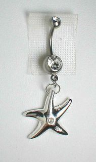 Unique Belly Ring   Sterling SIlver Starfish w/ CZ