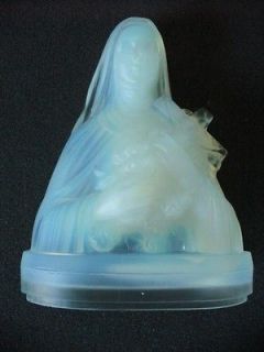 Etling art glass St Therese of Lisieux in blue opalescent glass 