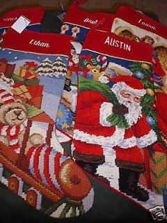   Home Collection Needlepoint Christmas Stocking Embroidered Name NWT