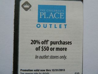 The Childrens Place coupons 20% Off purchases of $50   Outlet 
