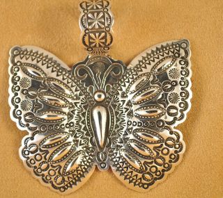   Cadman Handmade Navajo Sterling Silver Repousse Butterfly Pendant