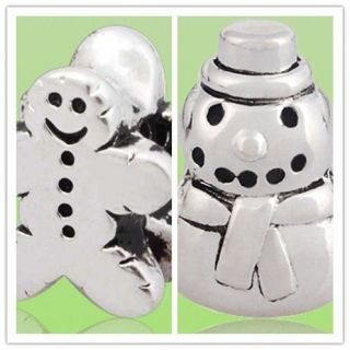 CLEARANCE 925 Sterling Silver European Bead SNOWMAN CHARM   2 STYLES