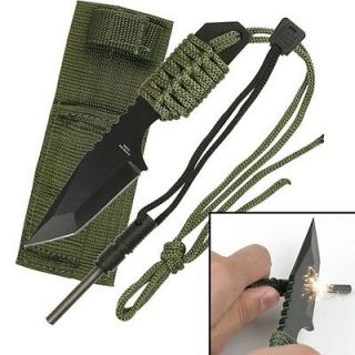 Survival Gear Hunting Camping Fire Kit Starter Spear point Knife usmc 