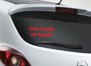 COOL POOCH ON BOARD   Dog Pet Warning Car Van Bumper Sticker   Funny 