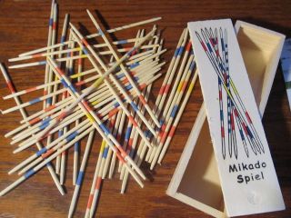 Wooden 5.75 Pick up Sticks Game in Wood Box Classic Toy