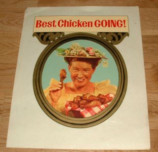 Vintage Window Decal Sign Minnie Pearl Fried Chicken Restaurant 