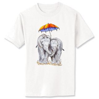 Elephants Parasol Umbrella Art T Shirt Youth   Adult