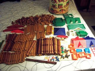 LINCOLN LOGS BULK 355 PIECES IN LINCOLN LOGS TUB WITH TOP 