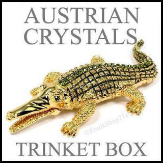   Crocodile Trinket Jewelry Box w Austrian Crystals & Magnetic Closure