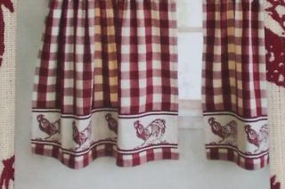   Smith 36 Rod Pocket Cafe Tier Curtains   Provencal Rooster Paprika