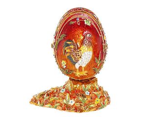New Swarovski Crystal Red Faberge Rooster Egg Frame