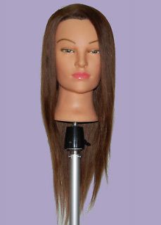 24 Cosmetology Mannequin Head 100% HUMAN Hair ** TABLE CLAMP 