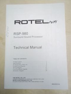   Service/Technical Manual~RSP 980 Surround Sound Processor~Original