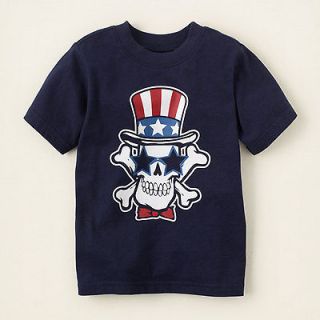 NWT   American flag, patriotic T shirt , skull   size 3T