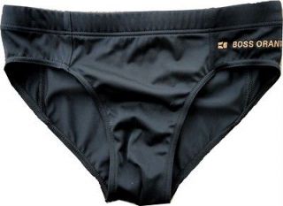NEW Mens Black HUGO BOSS Swim Suit BRIEF Trunks BOSS ORANGE COLLECTION 