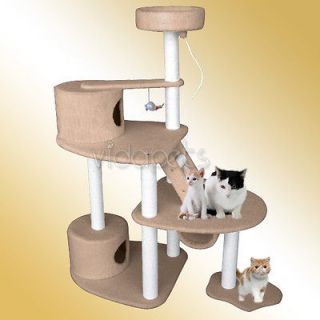   Brown Spacious Cat Tree Play House 2 Condo Furniture Scratch Deluxe