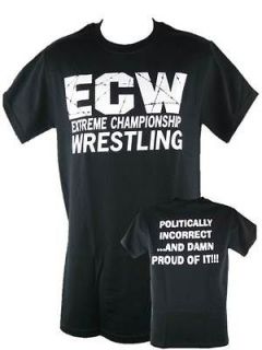 ECW Politically Incorrect Damn Proud Wrestling Black T shirt