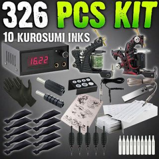 326pc Complete Tattoo Kit Machine Power Supply KuroSumi Outlining 